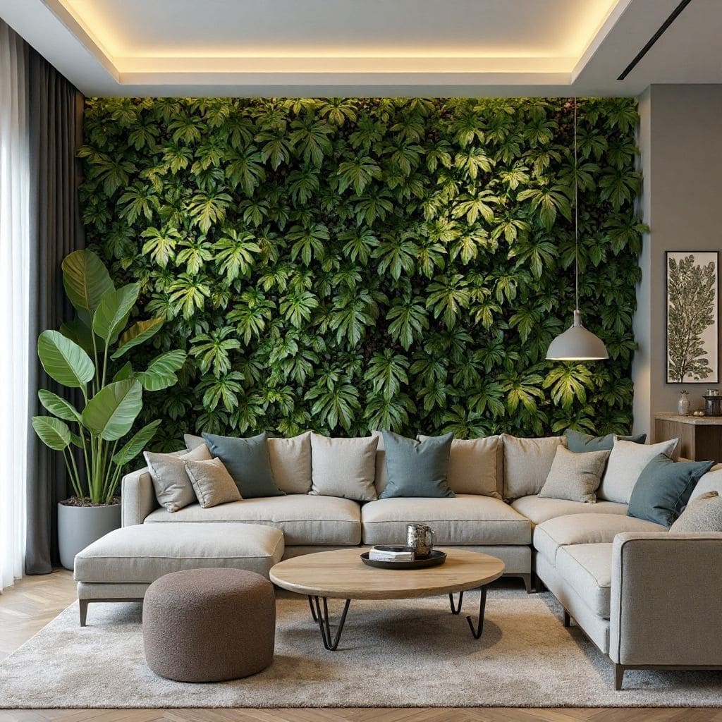 Perete verde în apartament rezidențial